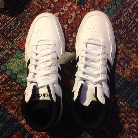 Adidas Men's Hoops 3.0 White & Black Mid Sneakers -11.5M - New in Box - Picture 6 of 11